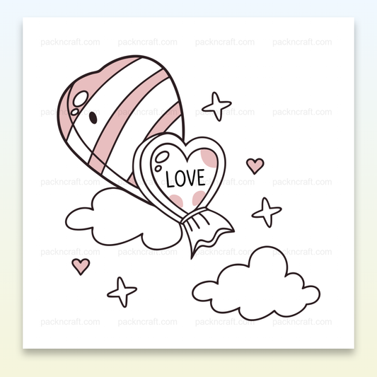 Illustration romantique de bonbon cœur flottant sur nuage dans le ciel