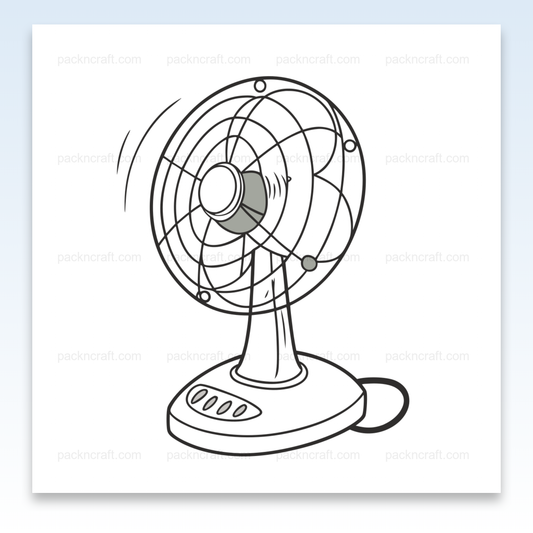 Illustration vectorielle de ventilateur en action pour projets estivaux et déco.