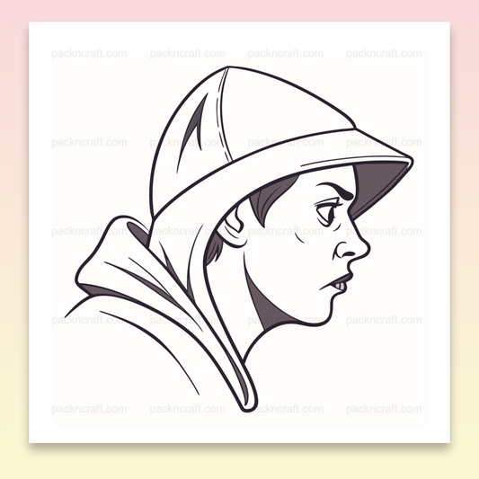 Illustration élégante d'un jeune en capuche en style ligne épurée pour projets urbains.