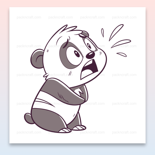 Illustration d'un panda surpris en style doodle pour projets créatifs et éducatifs
