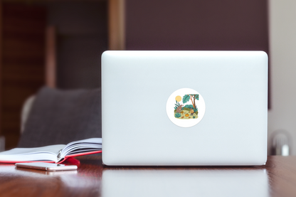 Sticker avec ours et loutre dans un style automnal chaleureux pour une touche décorative