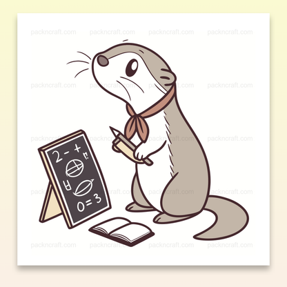 Loutre studieuse avec crayon et tableau en style doodle, parfait pour éducation et DIY