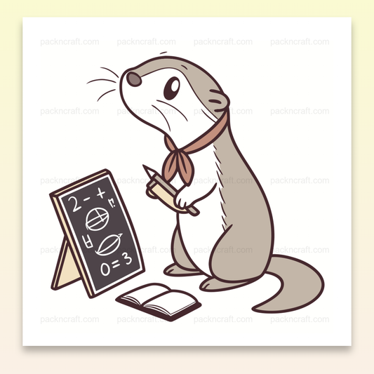 Loutre studieuse avec crayon et tableau en style doodle, parfait pour éducation et DIY