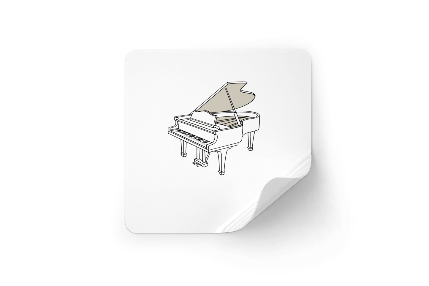 Sticker avec icône numérique de piano à queue élégant, style minimaliste attrayant