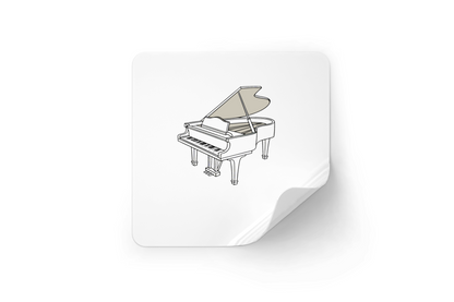 Sticker avec icône numérique de piano à queue élégant, style minimaliste attrayant