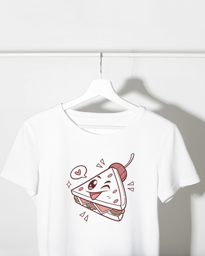 T-shirt amusant avec un sandwich clin d'œil au style graphique et moderne