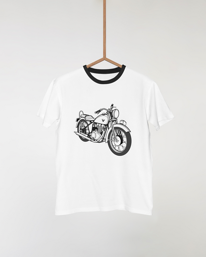 Motif Vincent Black Shadow 1948 imprimé sur T-shirts pour amateurs de vintage.
