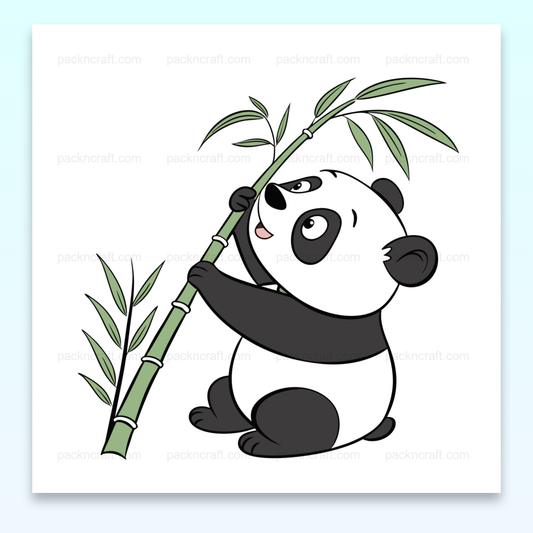 Illustration d'un panda joueur avec bambou, style doodle, pour déco et papeterie