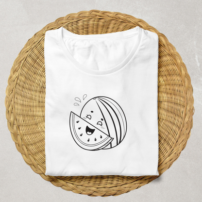 T-shirt d'été avec motif kawaii de pastèque souriante éclatante