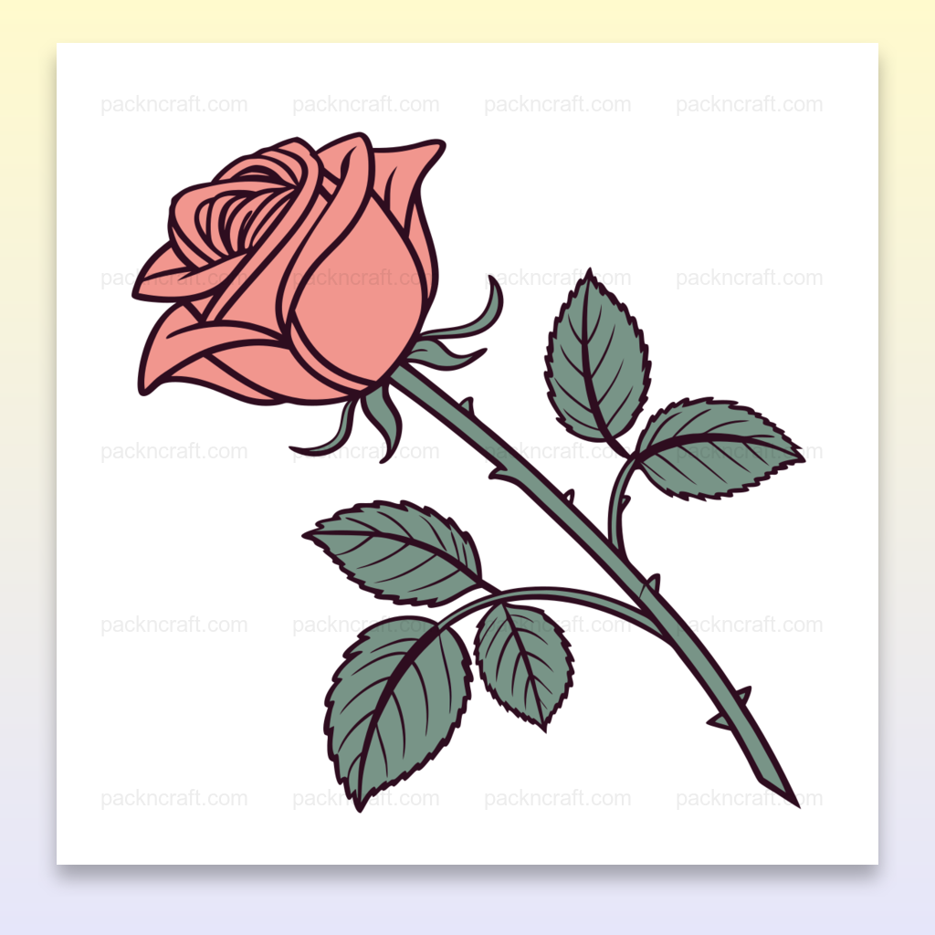 Illustration de rose unique, parfaite pour projets DIY.