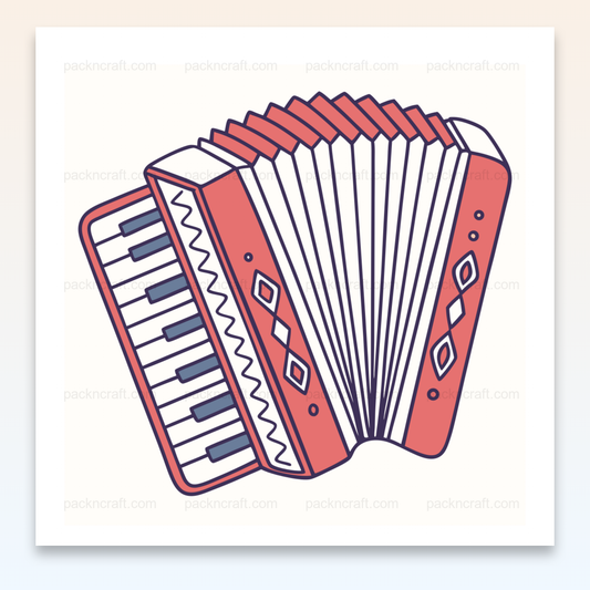 Illustration vintage d'un accordéon enjoué, idéal pour décoration musicale