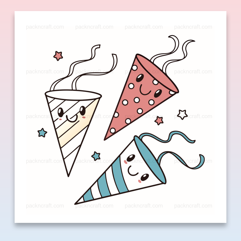 Image de streamers kawaii joyeux pour créations DIY et décorations