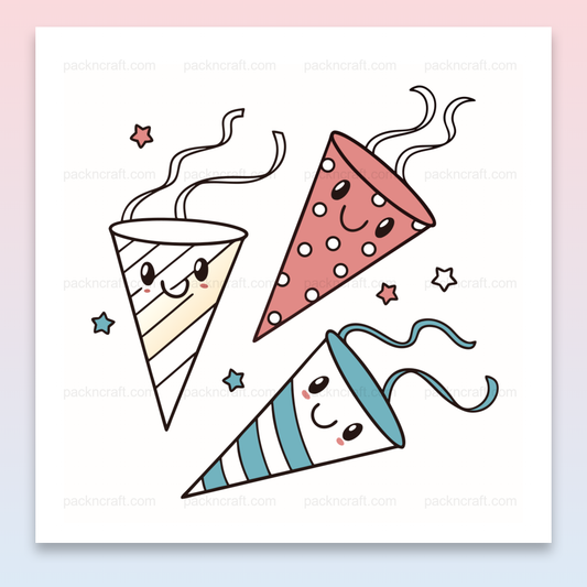 Image de streamers kawaii joyeux pour créations DIY et décorations