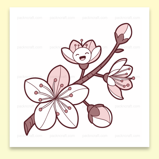 Illustration de fleur de cerisier souriant en fichier SVG pour projets créatifs