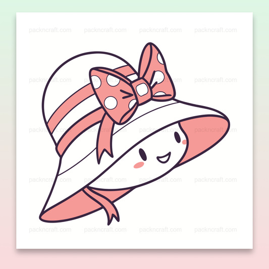 Illustration d'un chapeau souriant style minimaliste, idéal pour projets DIY et déco.