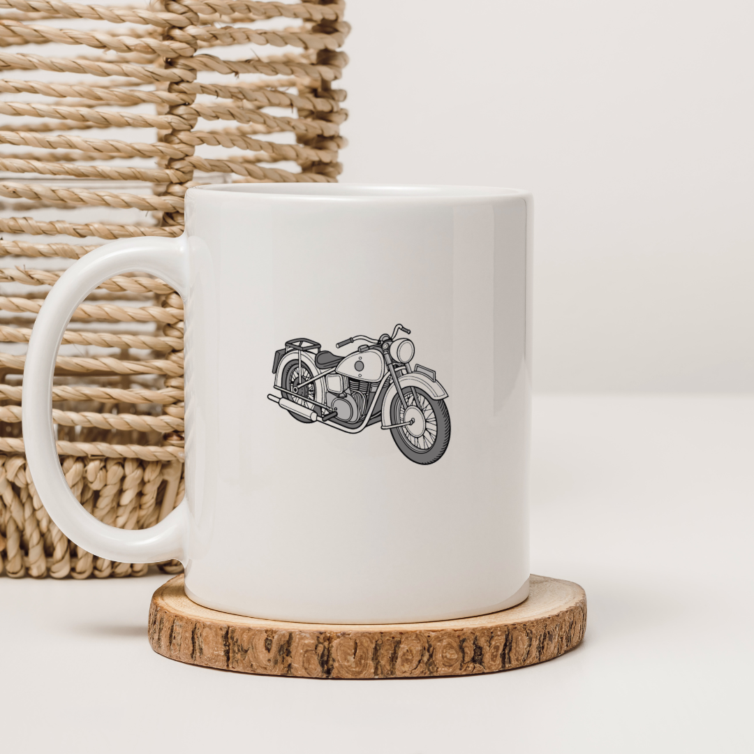 Design de la moto Dnepr K750 sur mug pour amateurs de classiques