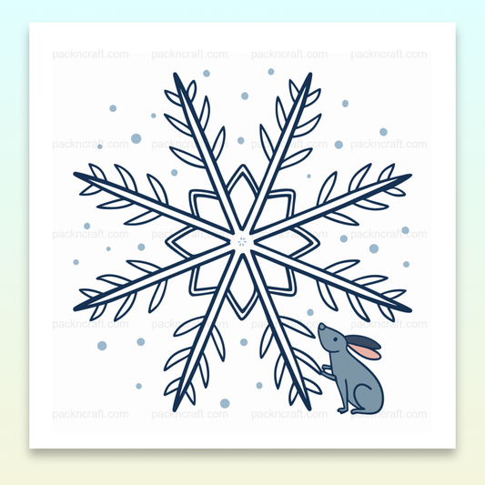 Illustration d'une souris sous un flocon de neige, style SVG, pour usage hiver et déco.