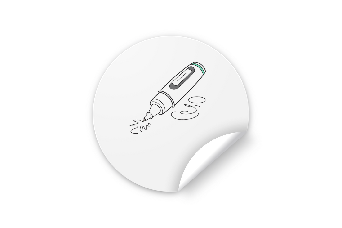 Sticker décoratif avec stylo encre vif sur fond minimaliste pour bureau exécutif