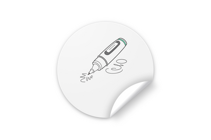 Sticker décoratif avec stylo encre vif sur fond minimaliste pour bureau exécutif