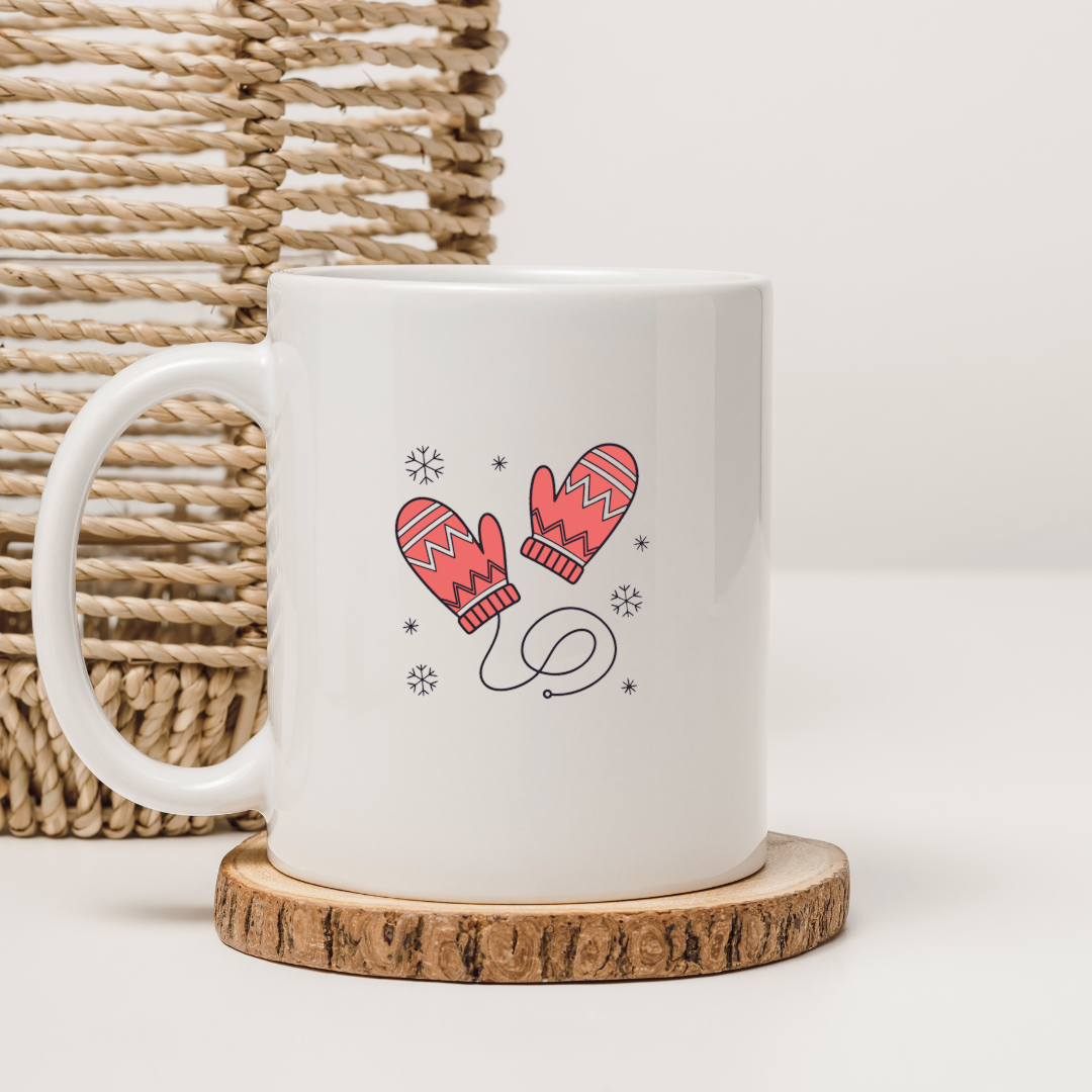 Mug avec moufles stylisées pour une ambiance cocooning et festive