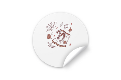 Sticker avec icône numérique de bottes vintage dans un style automne enchanteur
