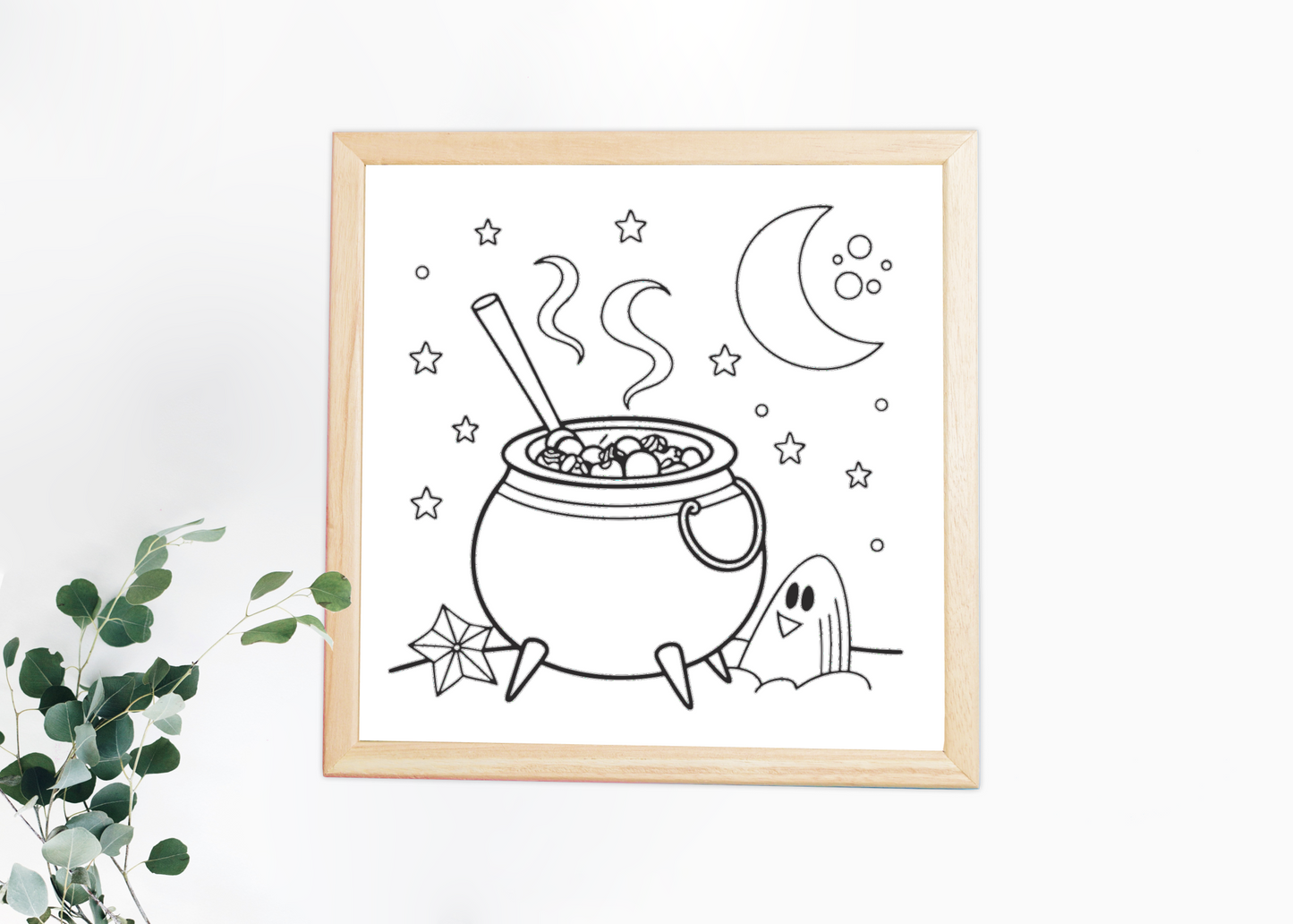 Cadre avec un chaudron bouillonnant, style enchanteur et mystérieux