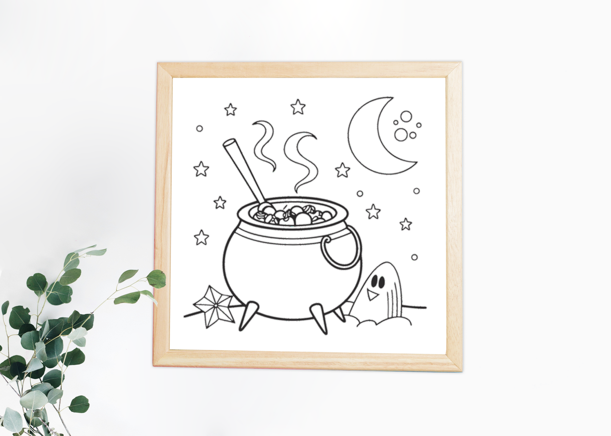 Cadre avec un chaudron bouillonnant, style enchanteur et mystérieux