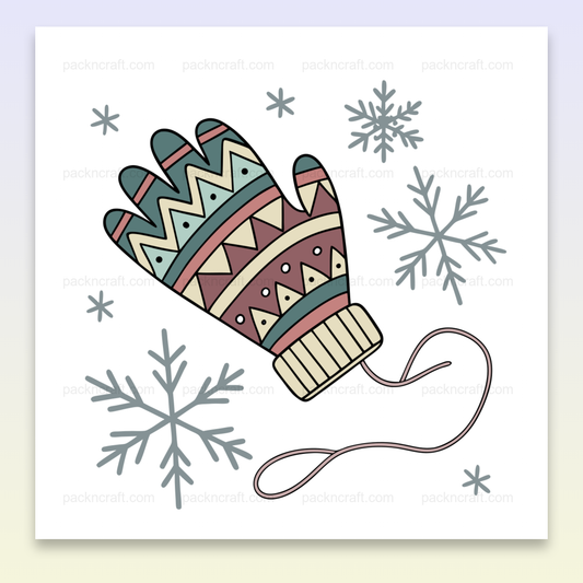 Illustration de gant d'hiver décoratif avec flocons de neige, fichier numérique pour DIY