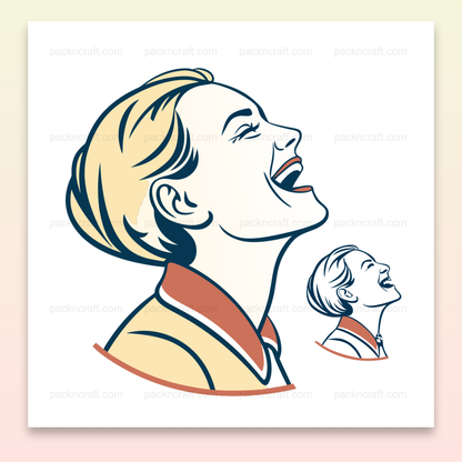 Illustration de femme riant, style rétro et joyeux pour divers usages créatifs