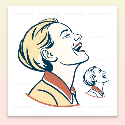 Illustration de femme riant, style rétro et joyeux pour divers usages créatifs