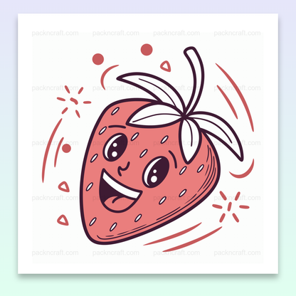 Illustration de fraise joyeuse en SVG pour papeterie et projets créatifs.