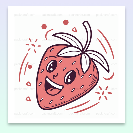 Illustration de fraise joyeuse en SVG pour papeterie et projets créatifs.