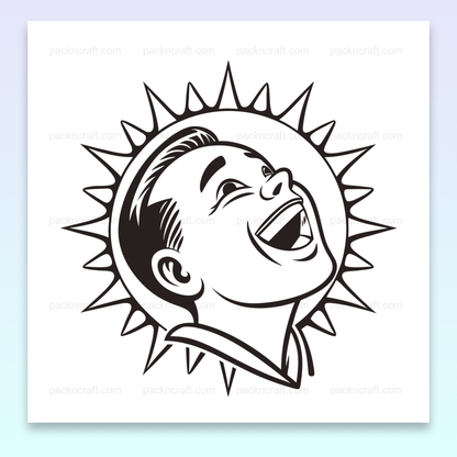 Garçon riant au soleil en style réaliste, illustration numérique idéale pour DIY et déco