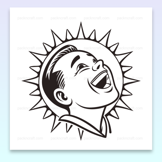 Garçon riant au soleil en style réaliste, illustration numérique idéale pour DIY et déco