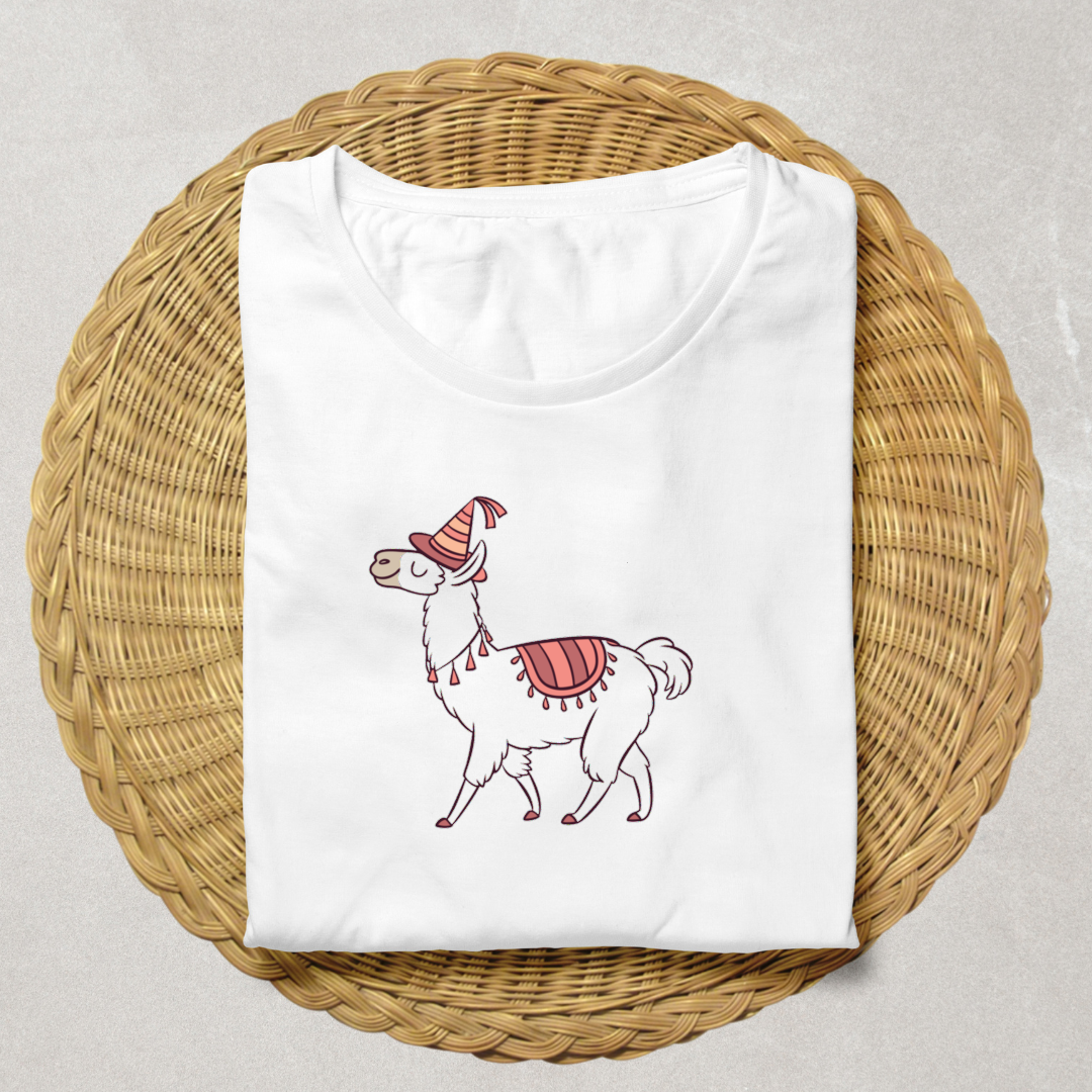 T-shirt amusant avec lama coloré festif sur thème d'anniversaire