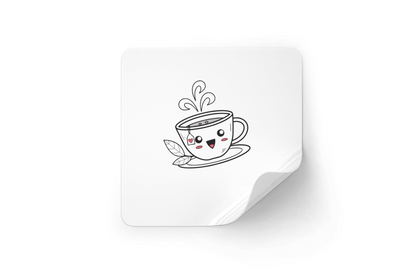 Sticker lumineux avec une tasse joyeuse arborant un motif mignon et éclaboussant