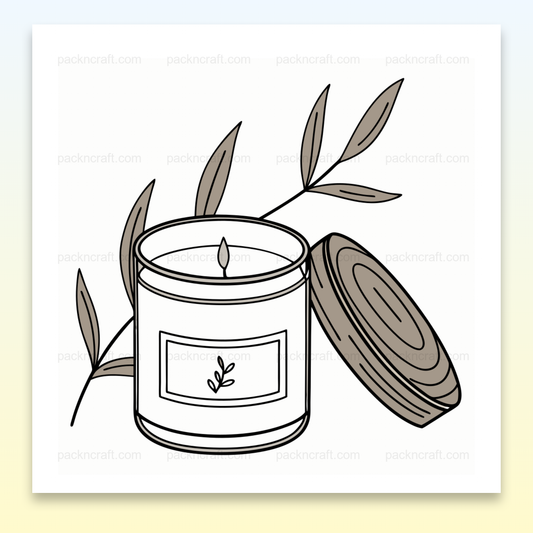Illustration minimaliste de bougie avec feuilles pour déco et design
