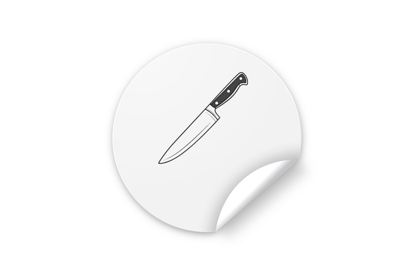 Sticker minimaliste représentant un couteau de chef élégant pour une cuisine créative