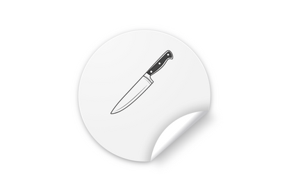 Sticker minimaliste représentant un couteau de chef élégant pour une cuisine créative