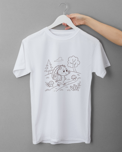 T-shirt avec hérisson randonneur joyeux motif forêt décoration originale