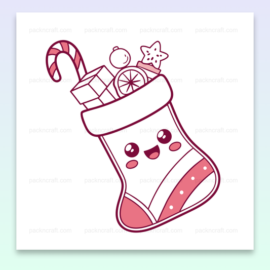 Chaussette de Noël joyeuse, illustration pastel SVG pour projets festifs