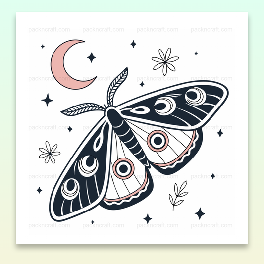 Illustration de papillon de nuit stylisé en SVG pour projets créatifs célestes