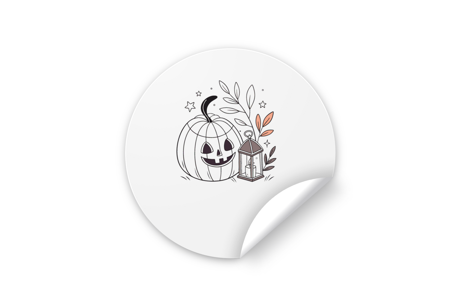 Sticker avec citrouille souriante et lanterne style cartoon pour Halloween