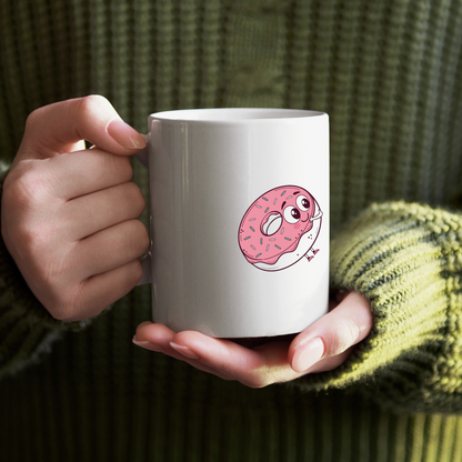 Mug décoré d'un motif joyeux de donut souriant pour un style gourmand et amusant
