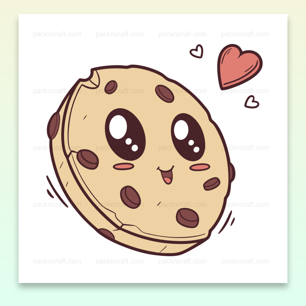 Graphisme kawaii cookie charmant pour supports numériques, usage décoratif.
