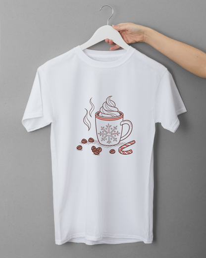 T-shirt chaleureux avec design festif mettant en scène du chocolat chaud