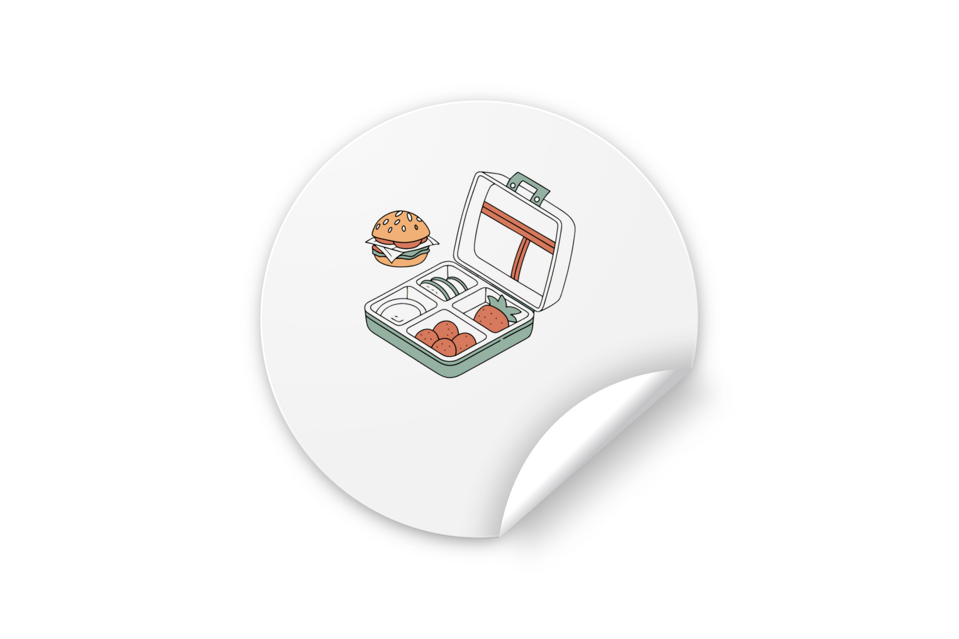 Sticker avec icône pastel pour boîte à lunch sur fond d'école