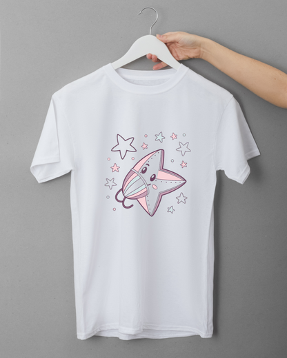 T-shirt avec motif étoile kawaii masquée