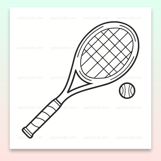 Illustration de raquette de tennis minimaliste, idéale pour projets DIY et sport