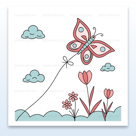 Illustration d'un papillon volant avec des nuages en arrière-plan pour usage décoratif